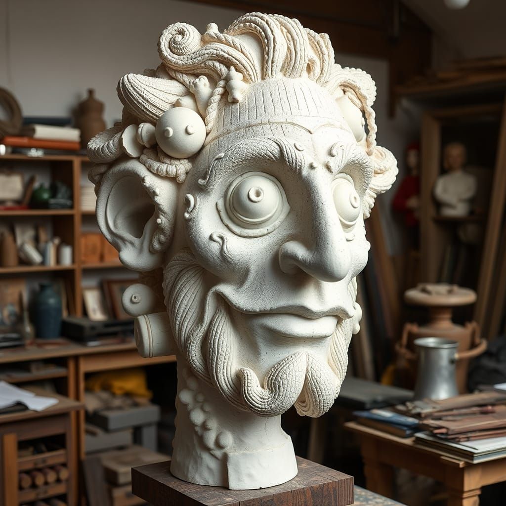 Whimsical Studio Sculpture Combining Mixed Materials