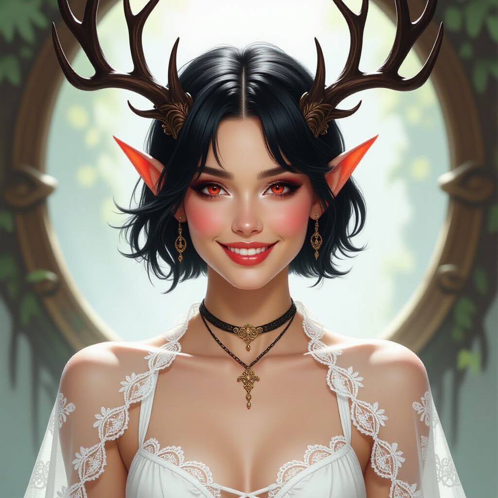 Enchanting Elf Maiden with Antlers, Royo Style