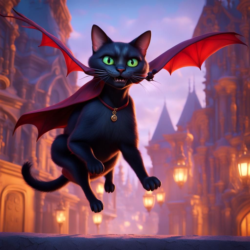 Vampire on Feline: Pixar-Style 3D Digital Art