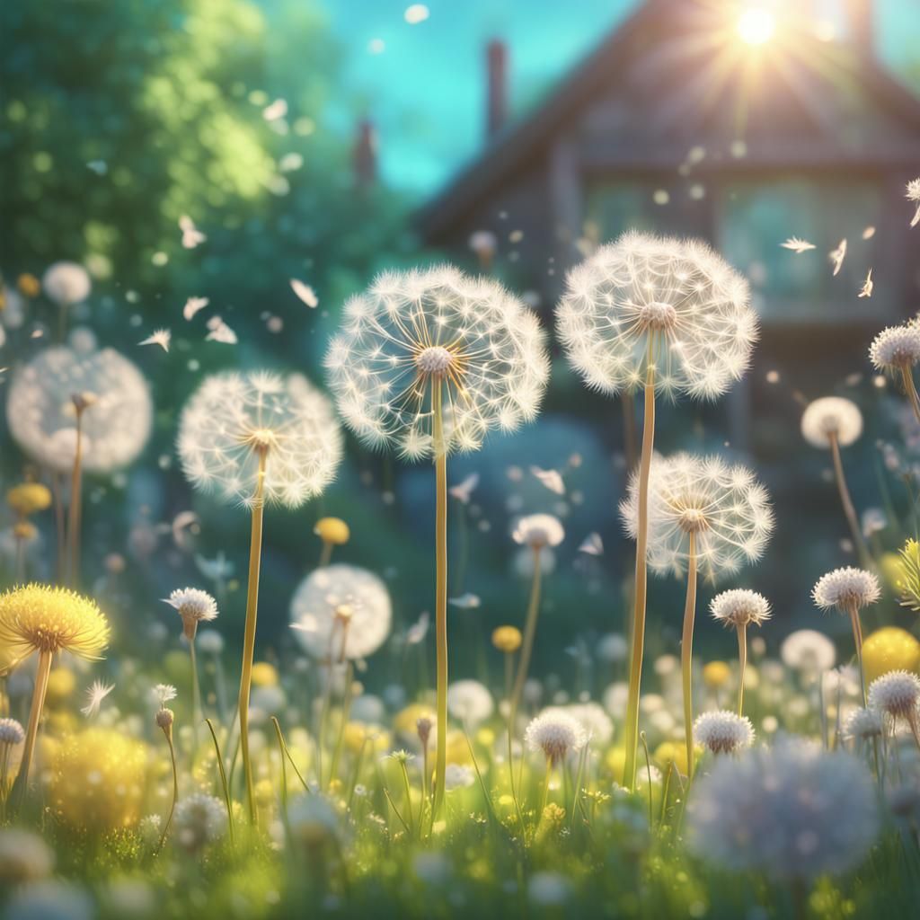 Dandelions Bloom: Anime-Inspired 3D Garden Art