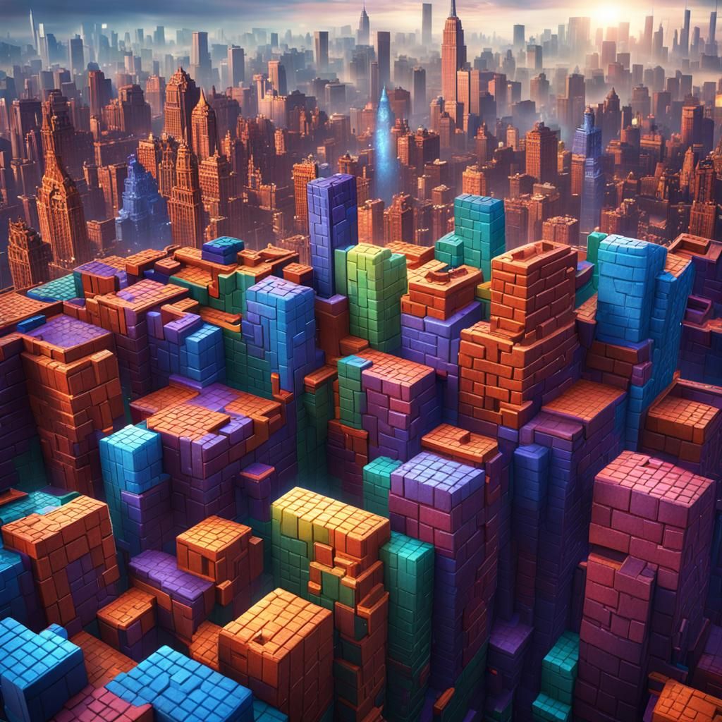 Colorful Tetris Brick City in New York