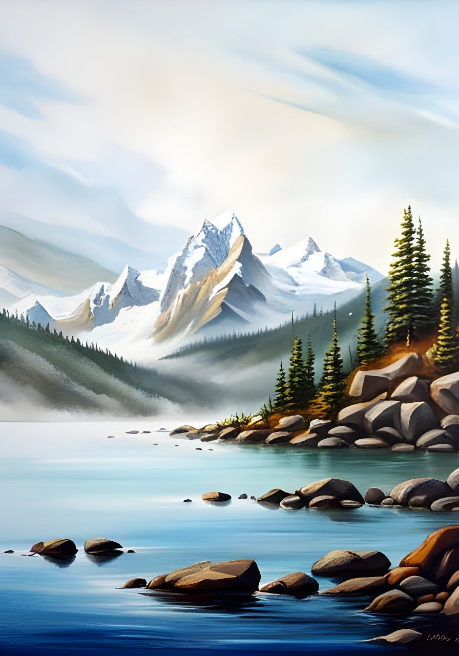 Magnificent Landscape Painting of Rocks