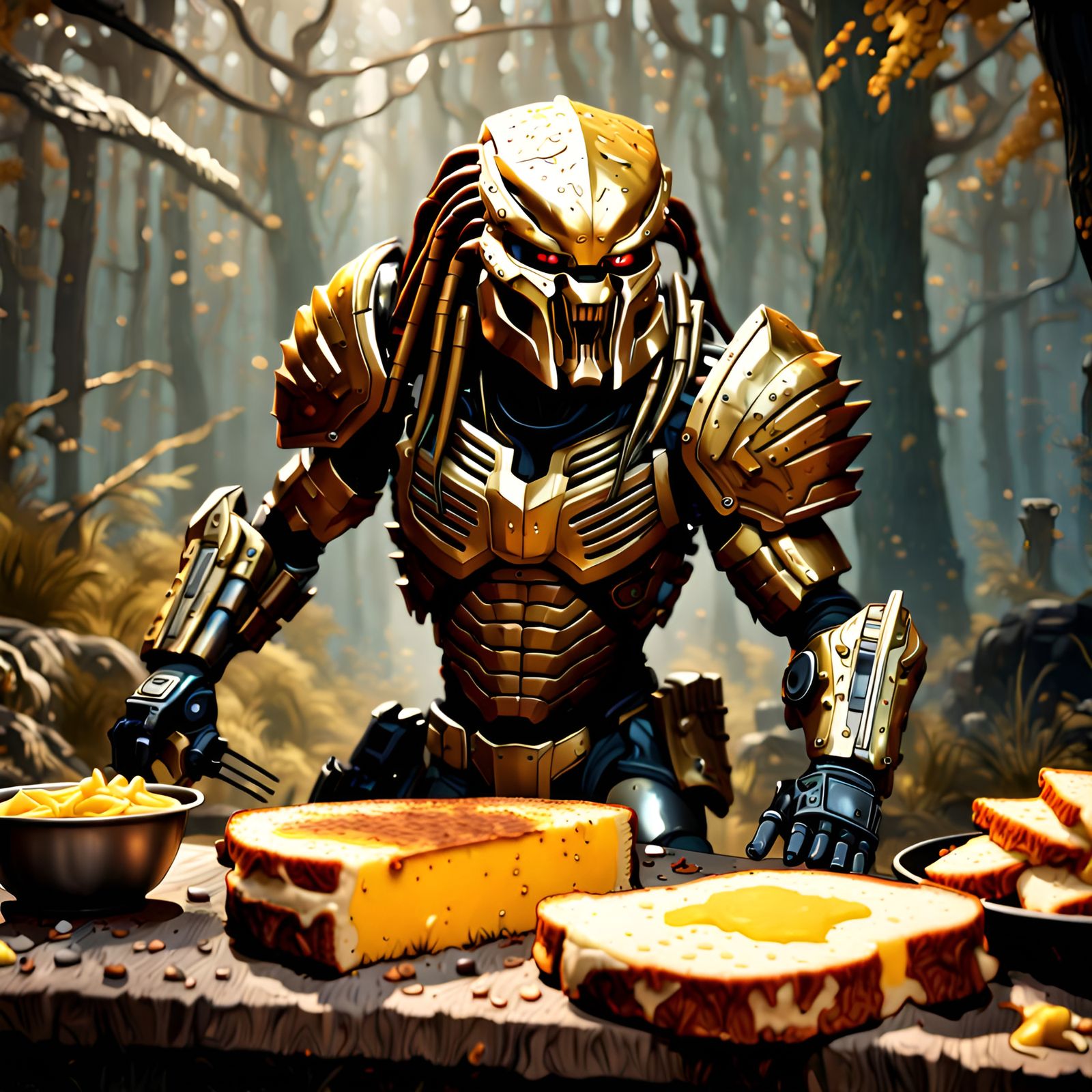 Grilled Cheese Bounty Hunter in Predator Style