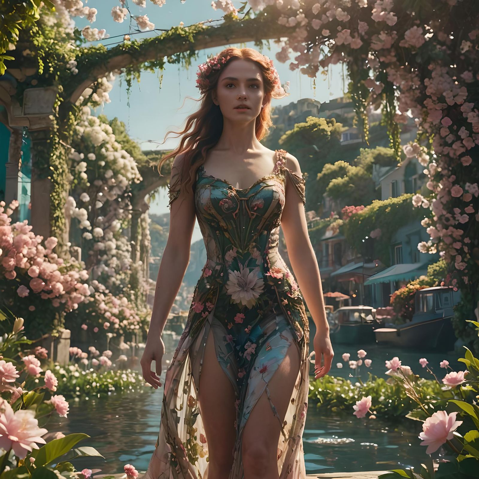 Persephone's Marine Bloom: Epic Digital Painting