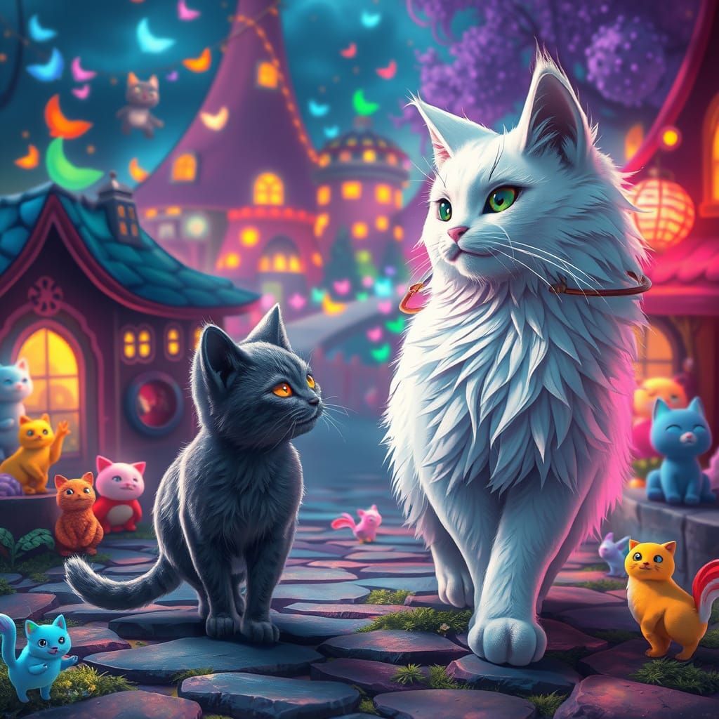 Whimsical Town of Sprunki: Vibrant Creatures and Feline Frie...