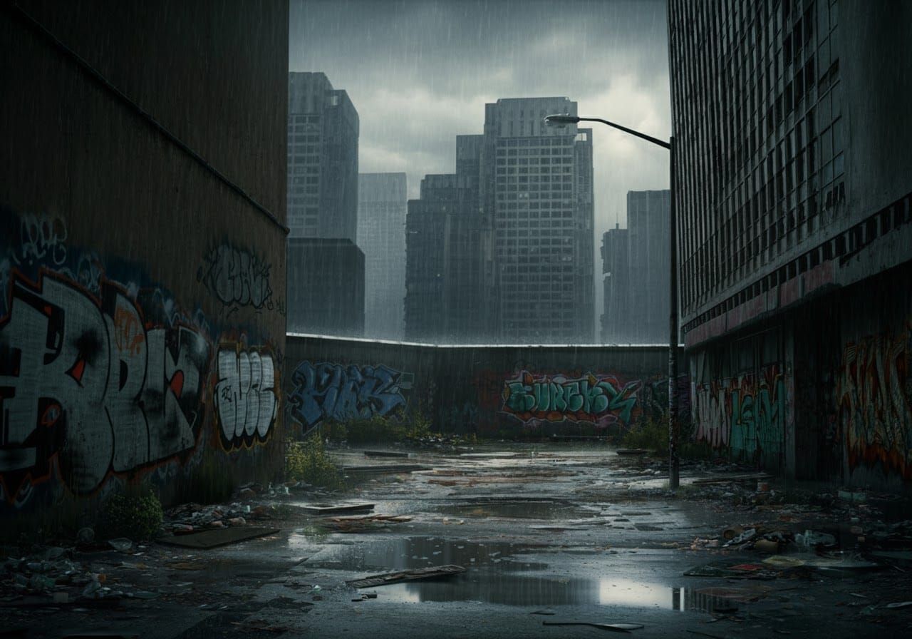 Gritty Urban Metropolis in Cinematic Style