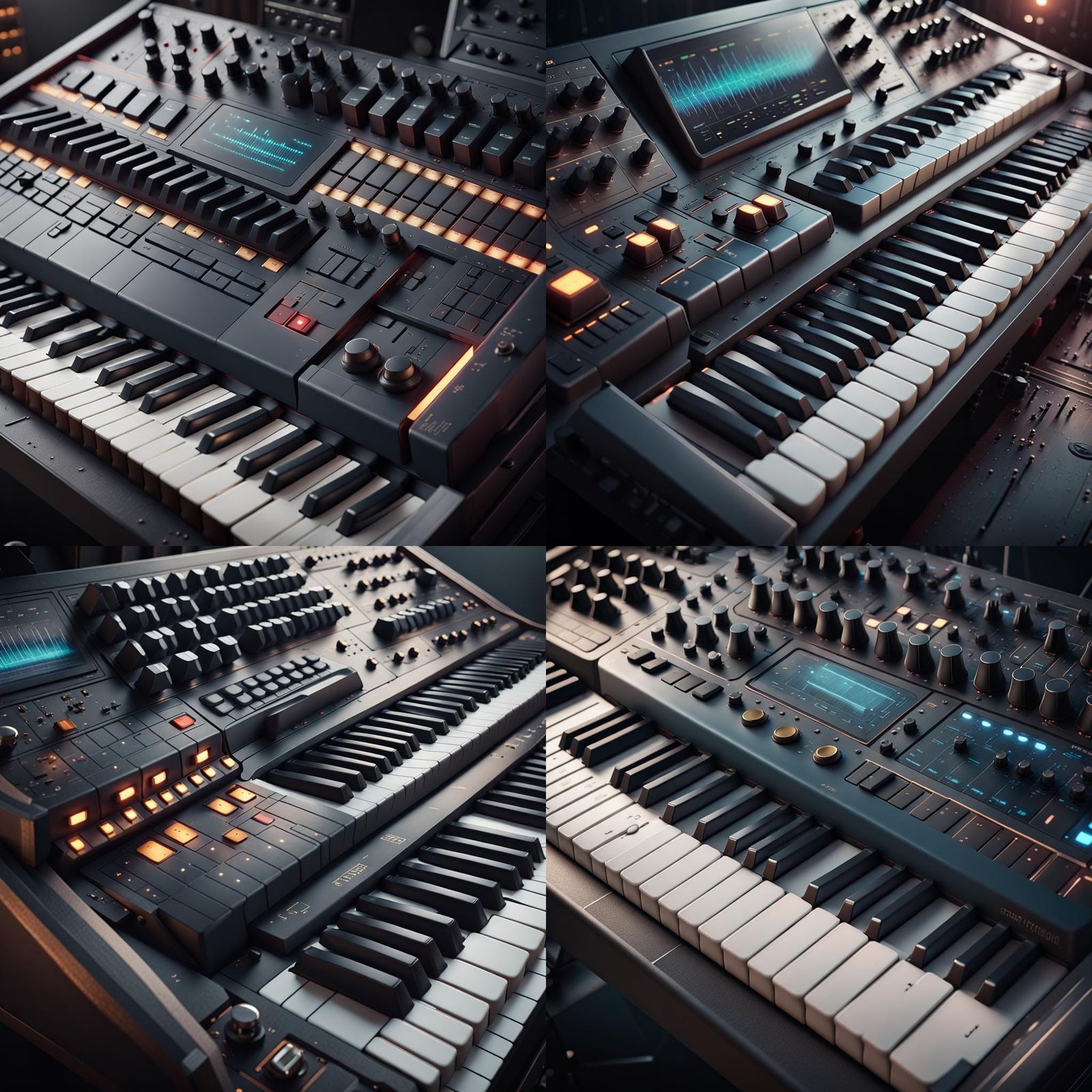 Moody Synthesizer Close-Up: Detailed Matte Painting
