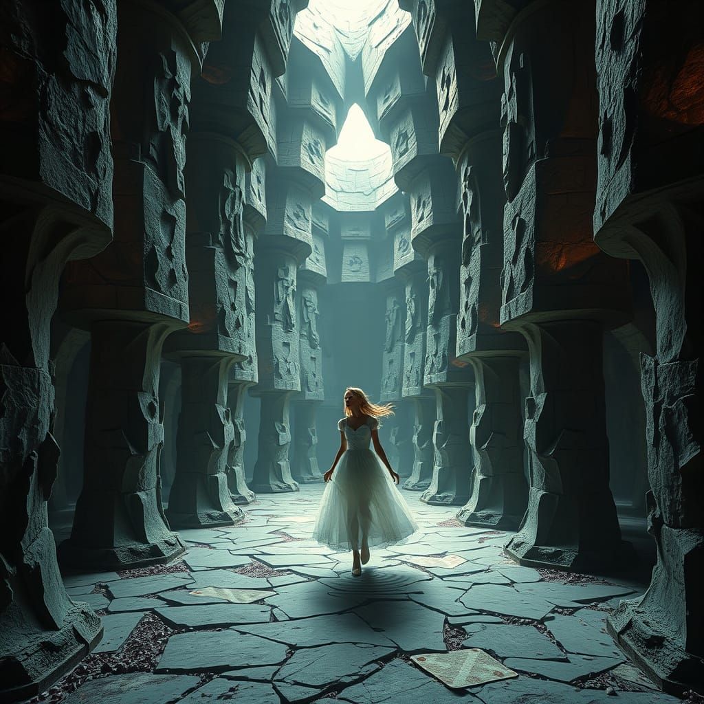 Ethereal Spirit in Brutalist Stone Lobster Hall