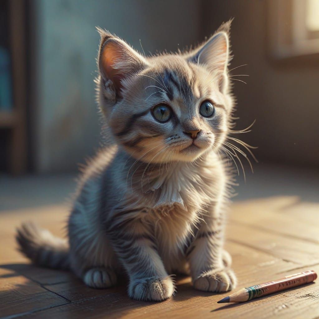 Crayon Kitten: Wholesome Pastel Art for DeviantArt