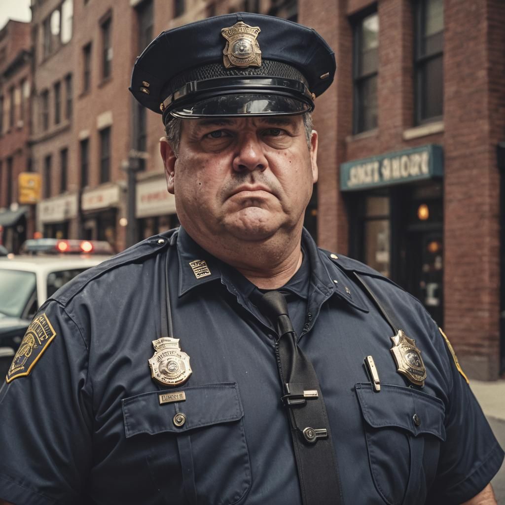 Hyperrealistic Portrait of a Mature Policeman