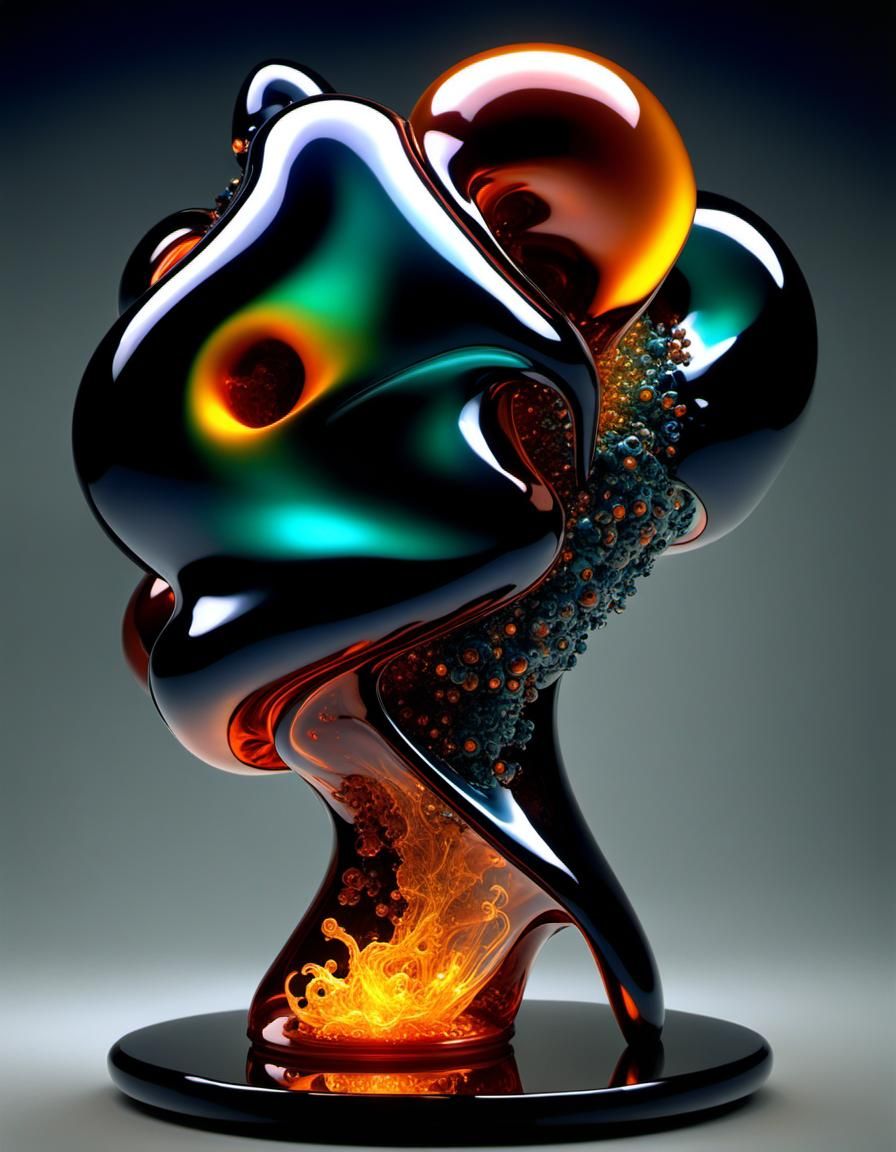 AI-Generated Molten Glass Sculptures with Quirky Sparks