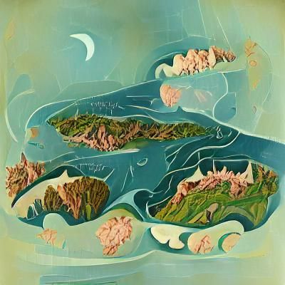 Vintage Coastal Island Map in Vector Graphics