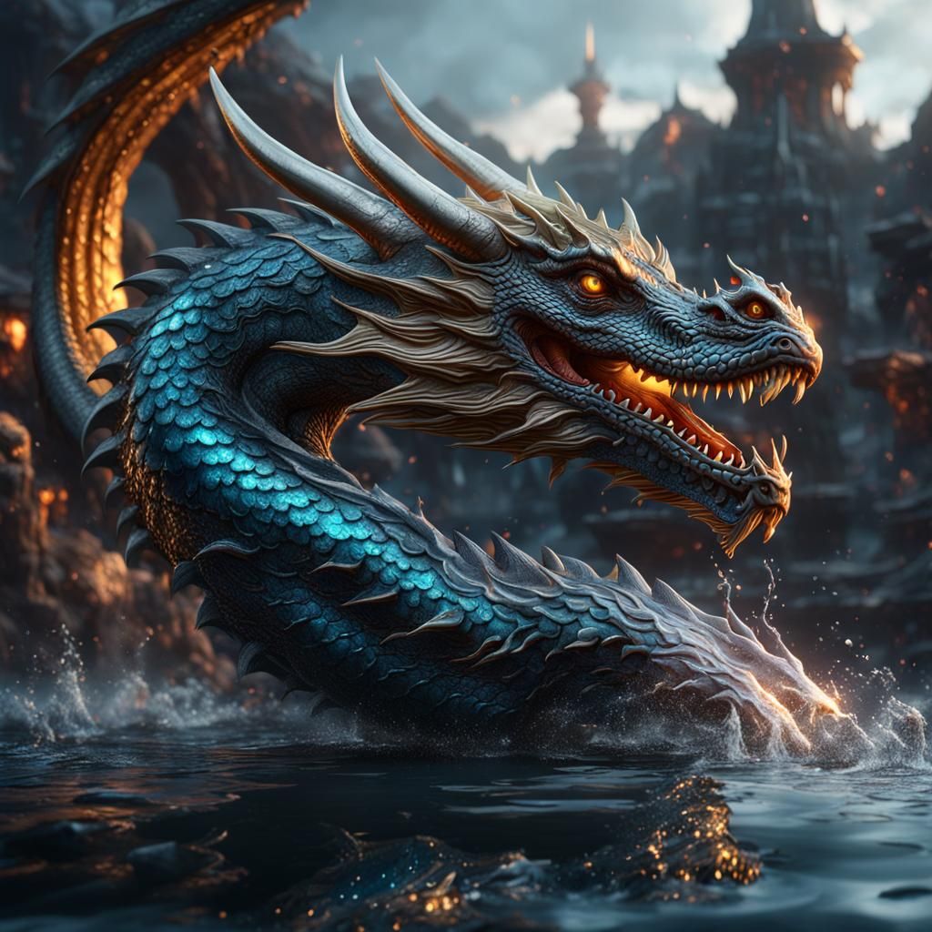 Dragon Breathing Liquid Metal: Fantasy Concept Art