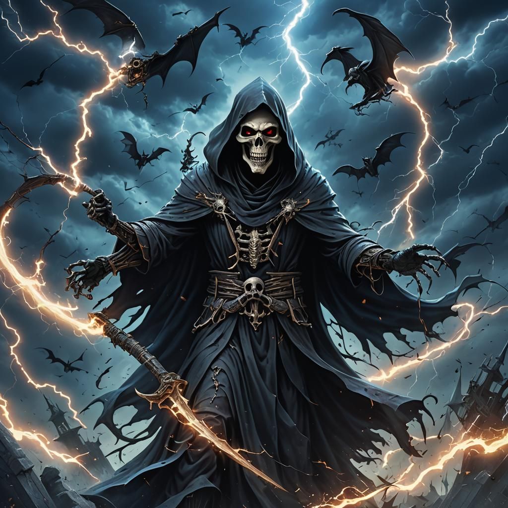 Grim Reaper in Dark Art with Bats