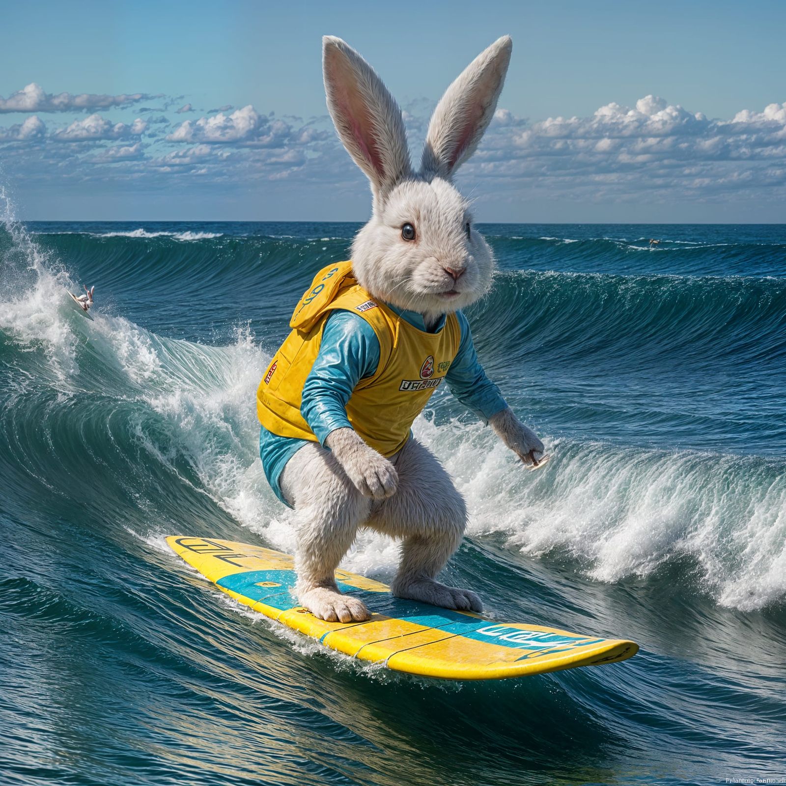 The Easter Bunny Riding a Wave