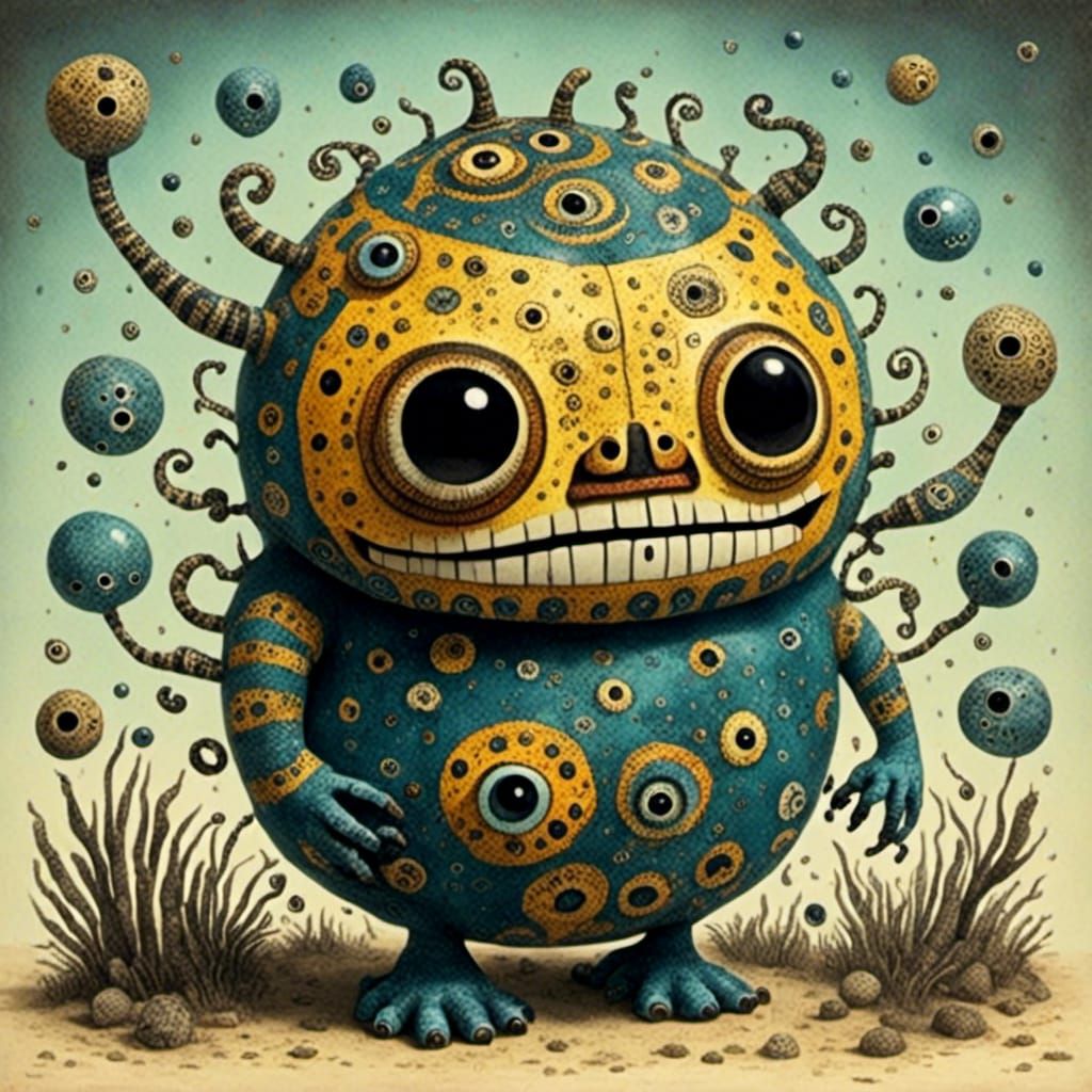 Dubuffet-Style Aquatic Creatures Generated by AI