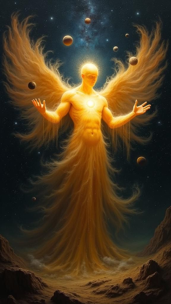 Celestial God in Dark Nebula, Beksiński Style