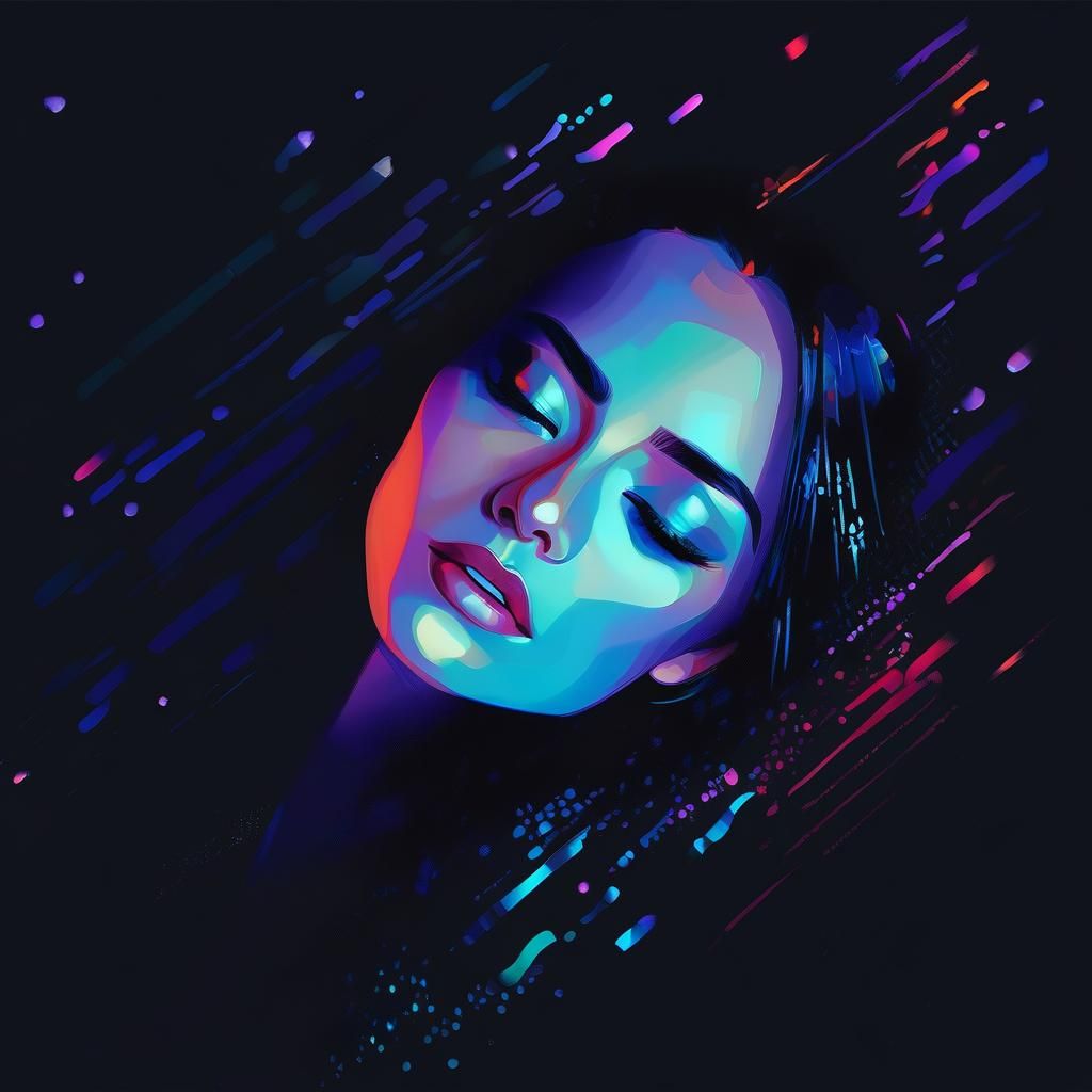 Moonlit Woman: Pointillist Painting with Digital Glitch