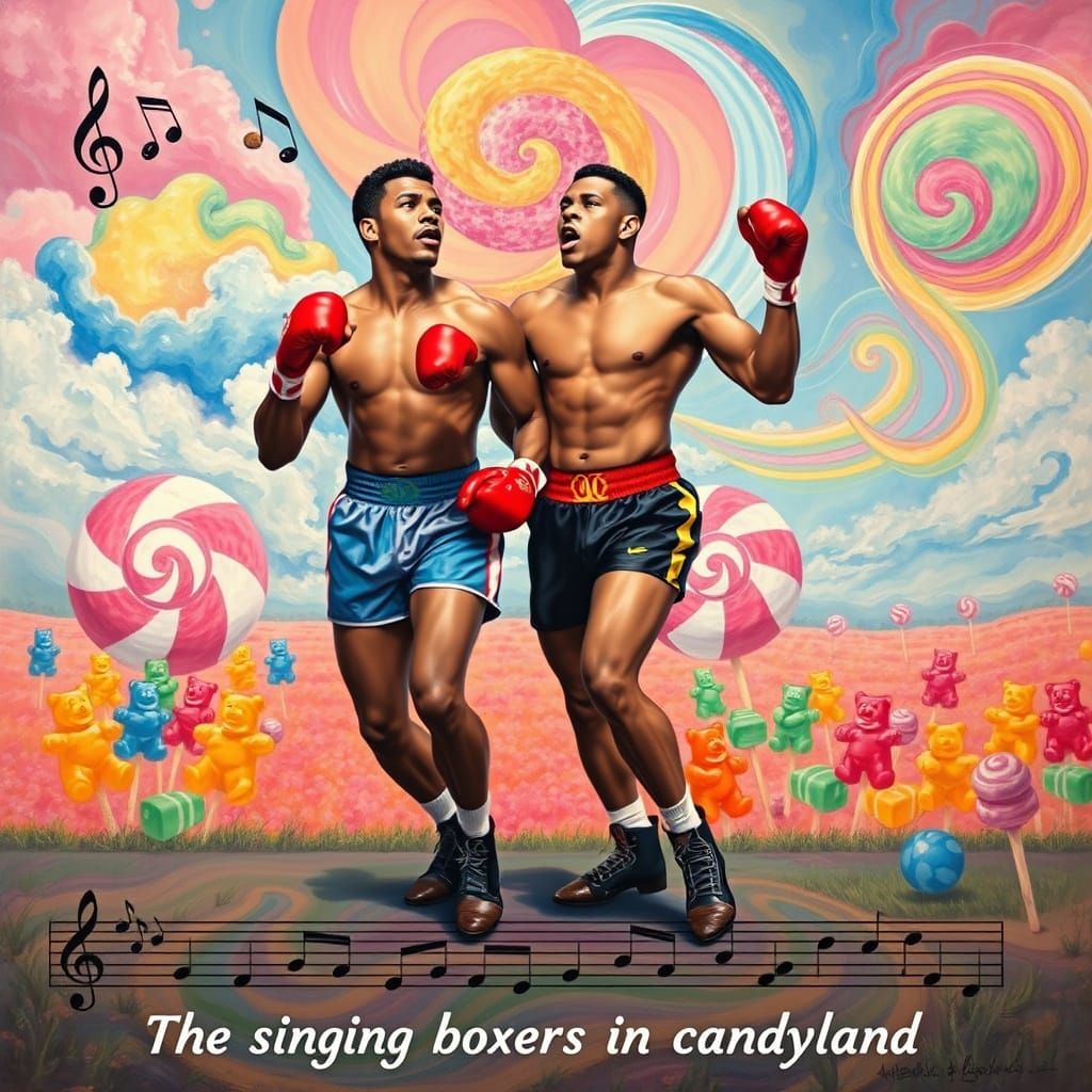 Singing Boxers in Candyland: A Pop Surrealist Dream