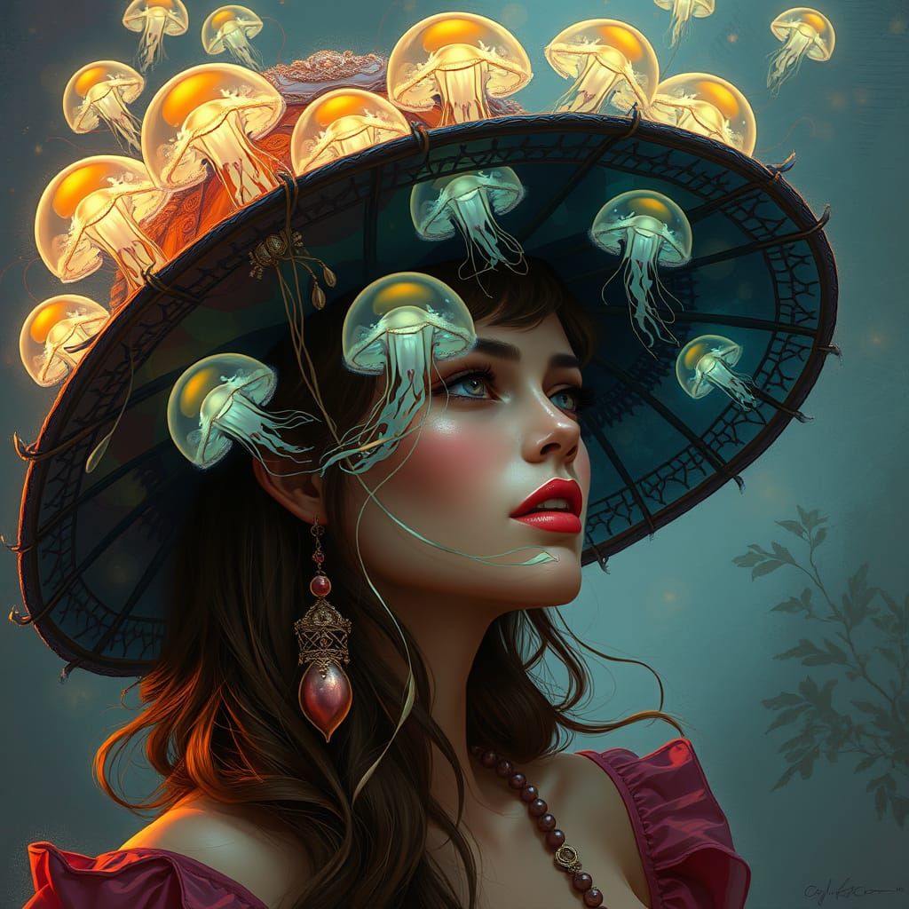 A Hat with Glowing Jellyfish