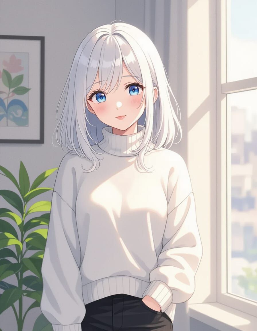 Realistic Portrait of Japanese Girl in Anime Style