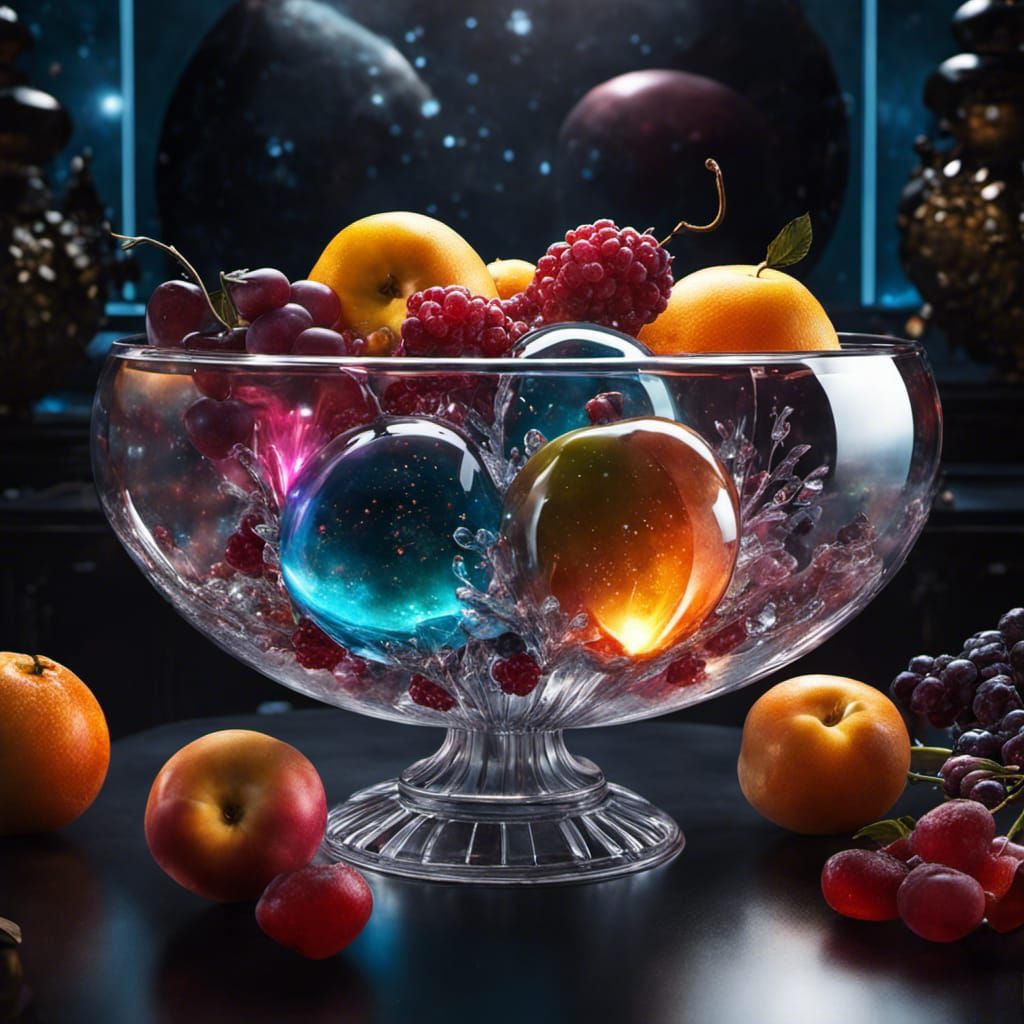 Cosmic Glass Fruit: Sci-Fi Poster Art