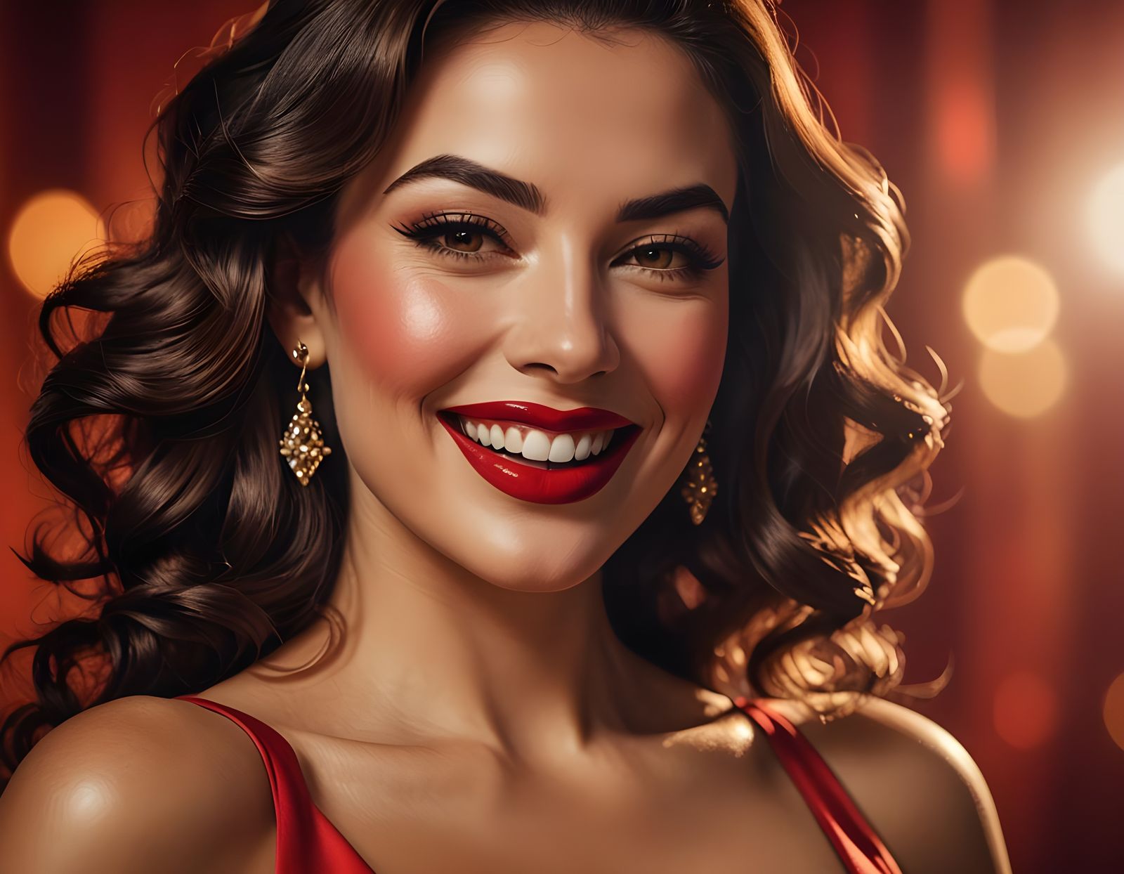 Sultry Red Dress Pin-Up Girl