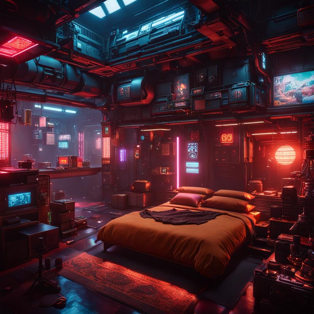 Cyberpunk Opium Den in Neo Tokyo: 3D Render
