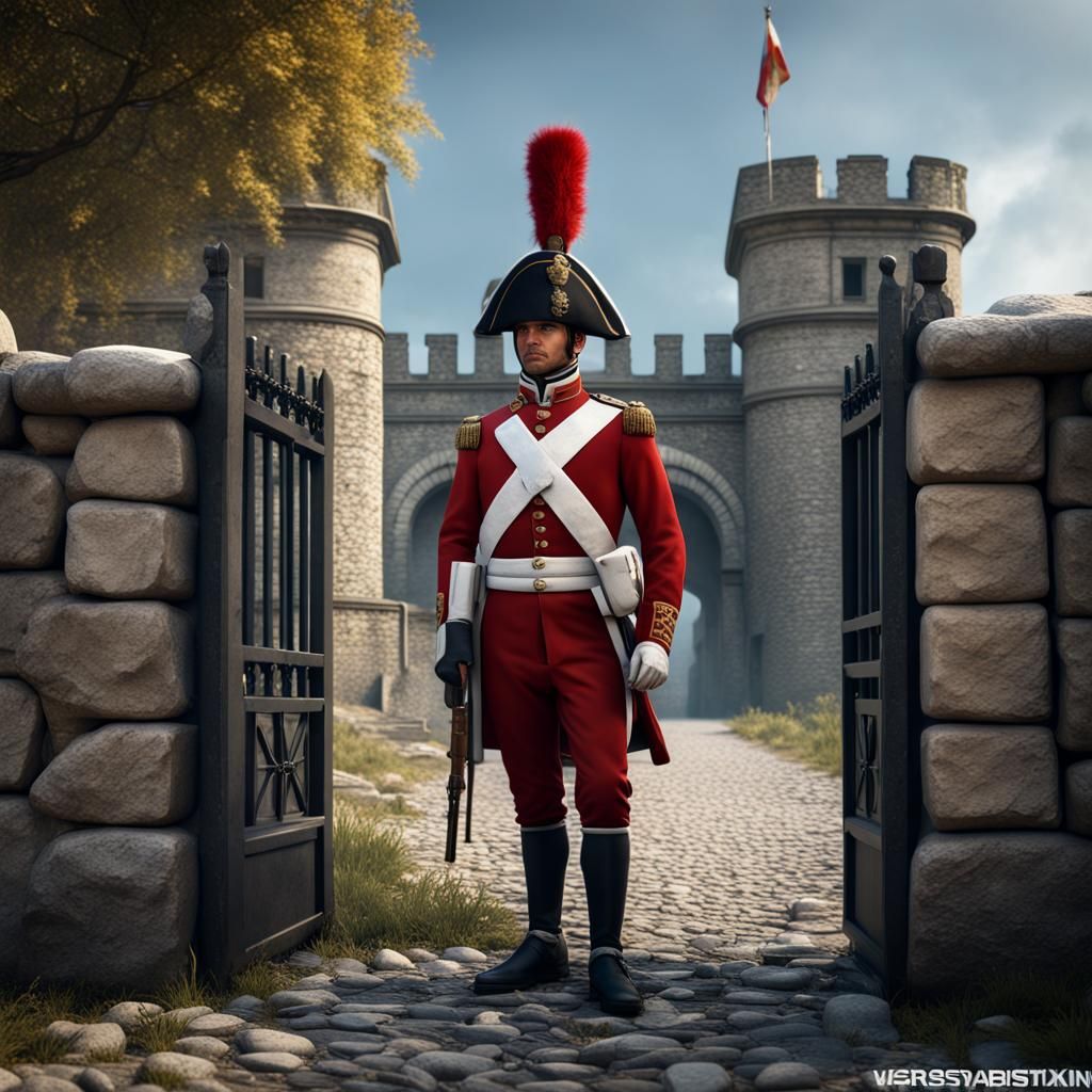 French Napoleonic Soldier Stands Guard: Detailed Matte Paint...
