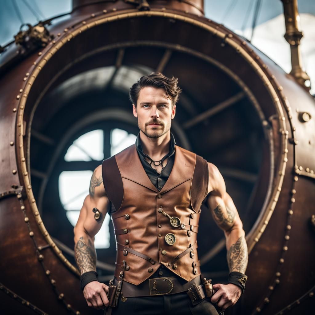 Steampunk Man in Zeppelin, Professional Photography
