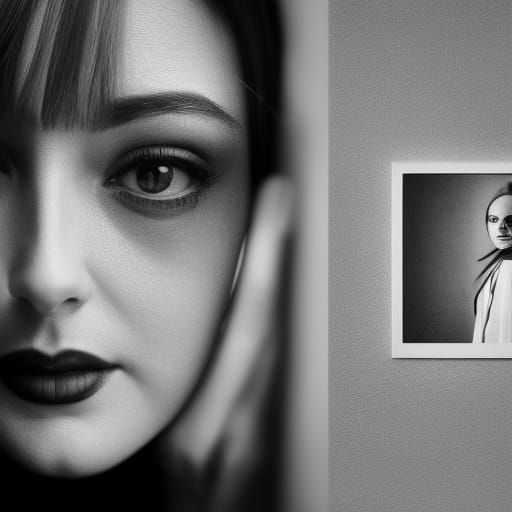 Surrealist Woman Portrait in Black and White Photography