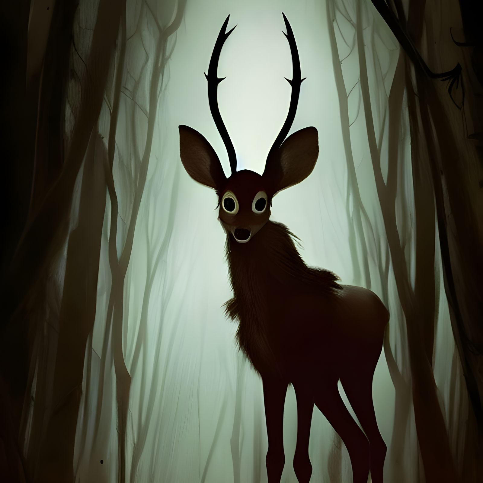 Sinister Bambi in a Dark Fantasy Hellscape