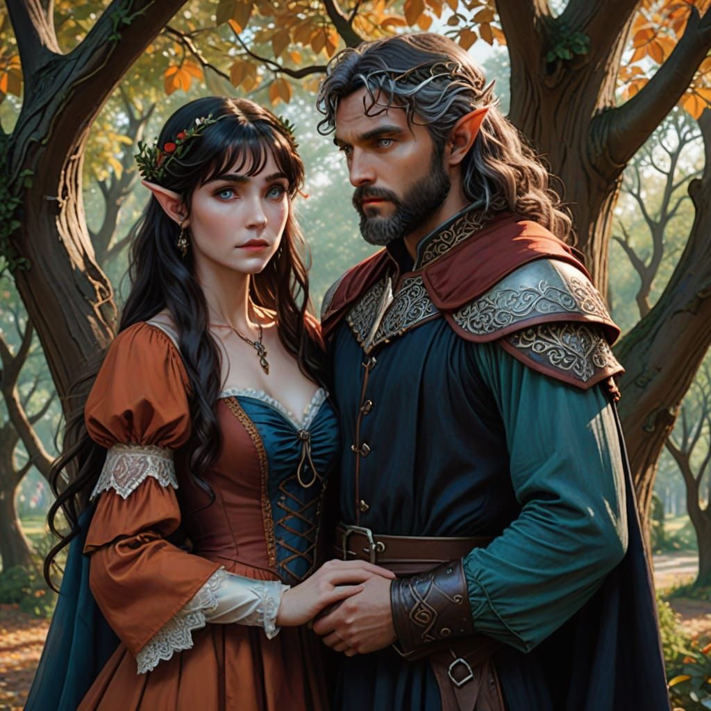 Elf Woman Hides Behind Tree From Court Servant