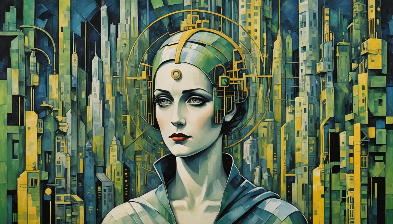 Retro Sci-Fi Film Poster in Art Deco Style