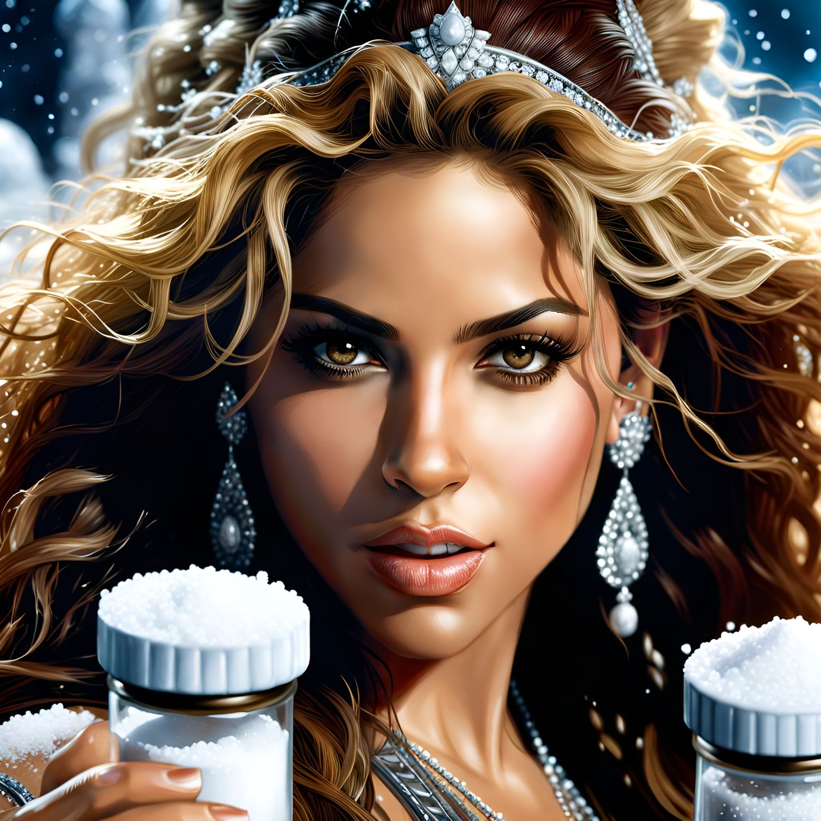 Salt Adorned Woman: Hyperdetailed Digital Portrait