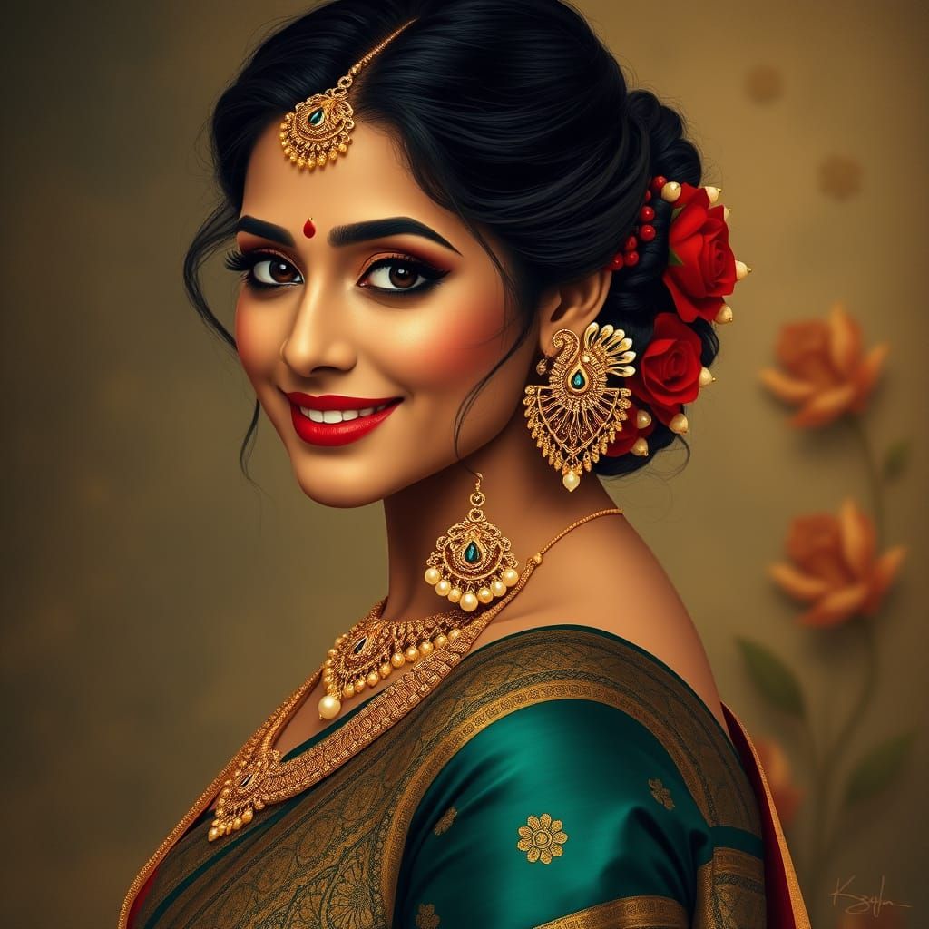 Indian Goddess in Golden Opulence