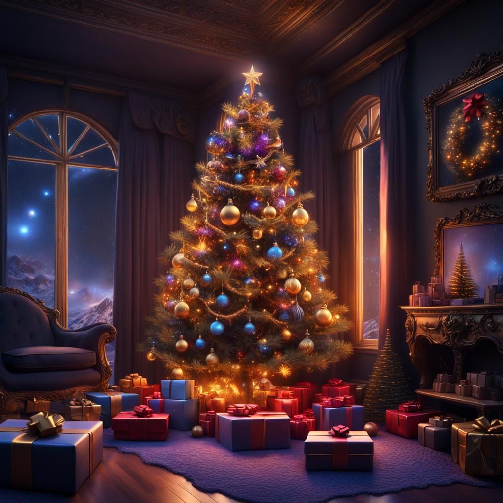 Cosmic Christmas Tree: Epic Digital Painting