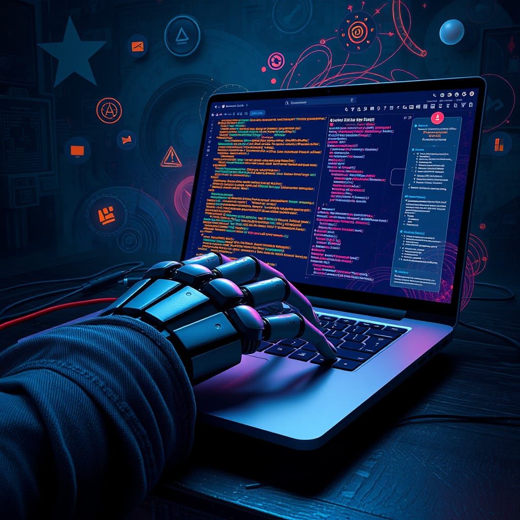 Robotic Hand Coding with Glowing Laptop Screen