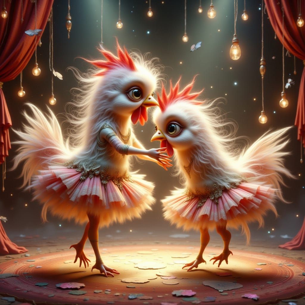 Chickens Dancing Ballet in Grand Theater