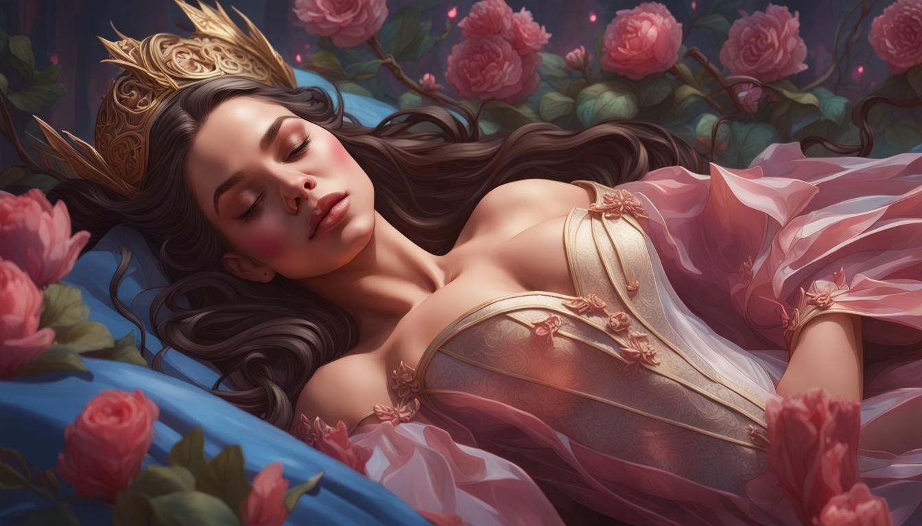 Sleeping Beauty Portrait in Art Nouveau Style