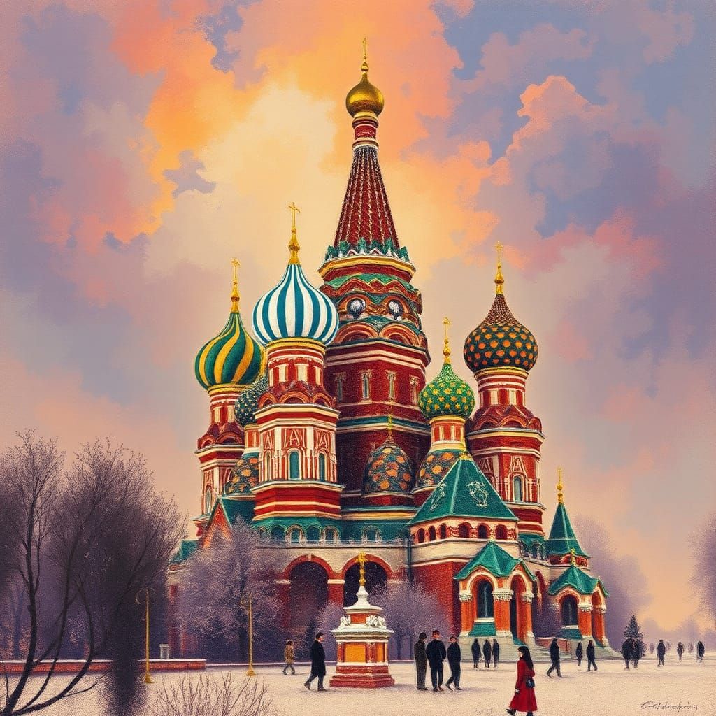 Saint Basil's Cathedral in Pointillist Photography