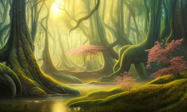 Horse in Mystical Forest: Ethereal Impressionistic Painting