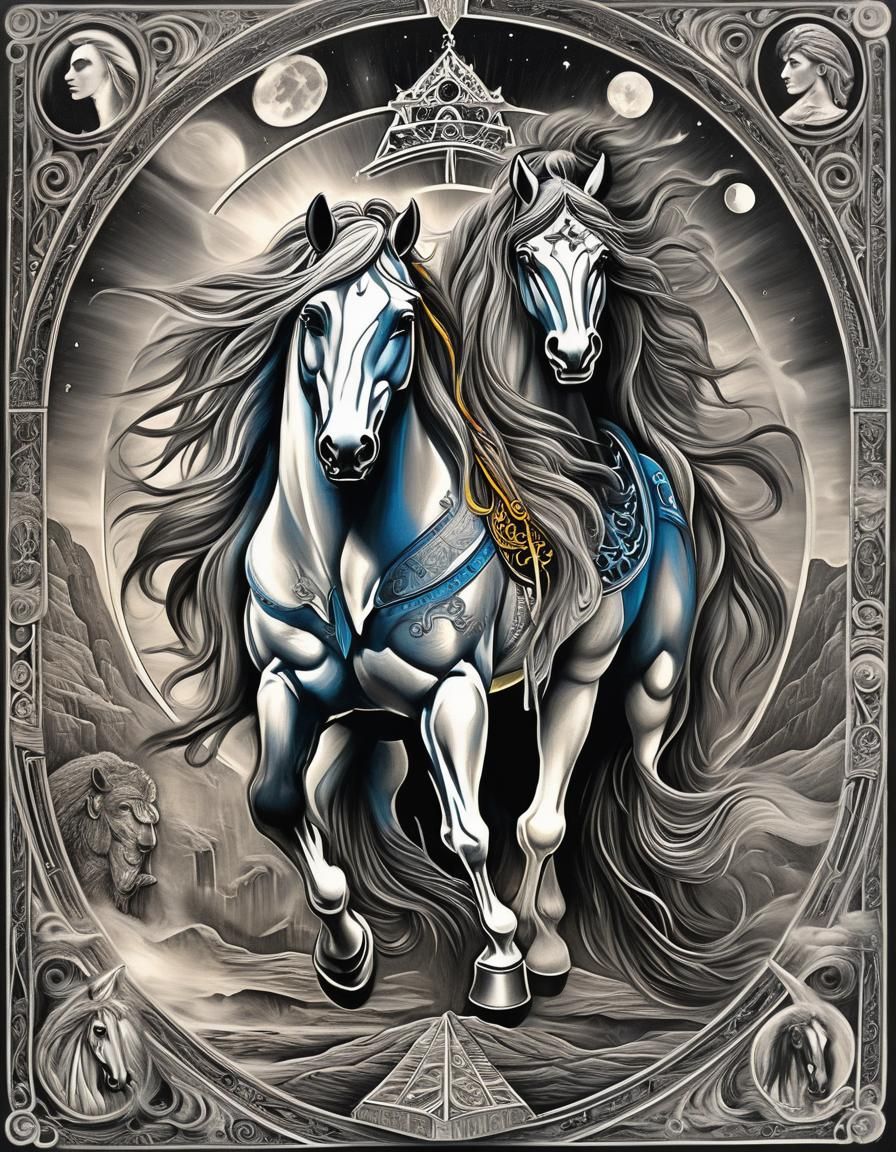 Crazy Horse Tarot Card Charcoal Drawing