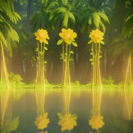 Lime Tree Forest: Vibrant Disney-Style 3D Concept Art
