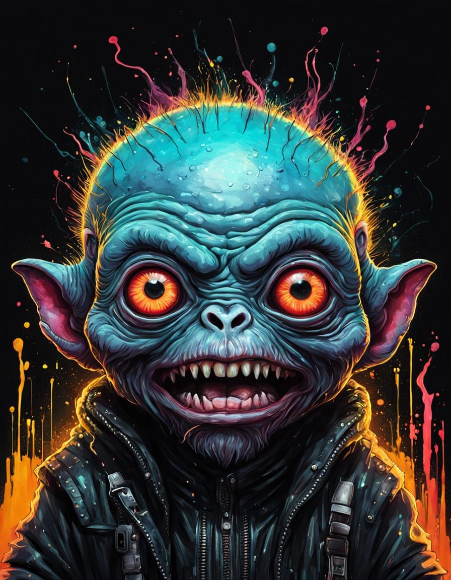 Surreal Alien Baby in Cosmic Graffiti