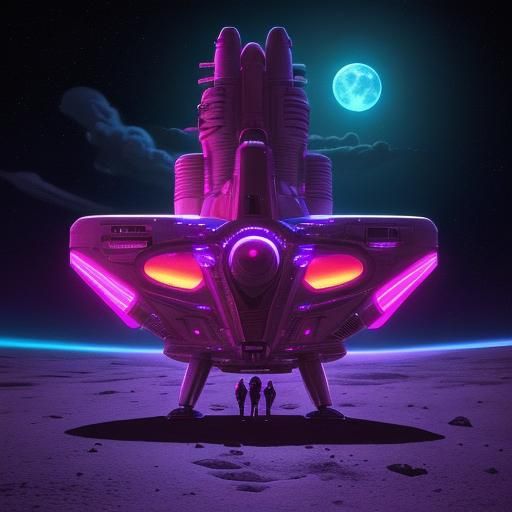 Cigar Spaceship in Synthwave Neon Style