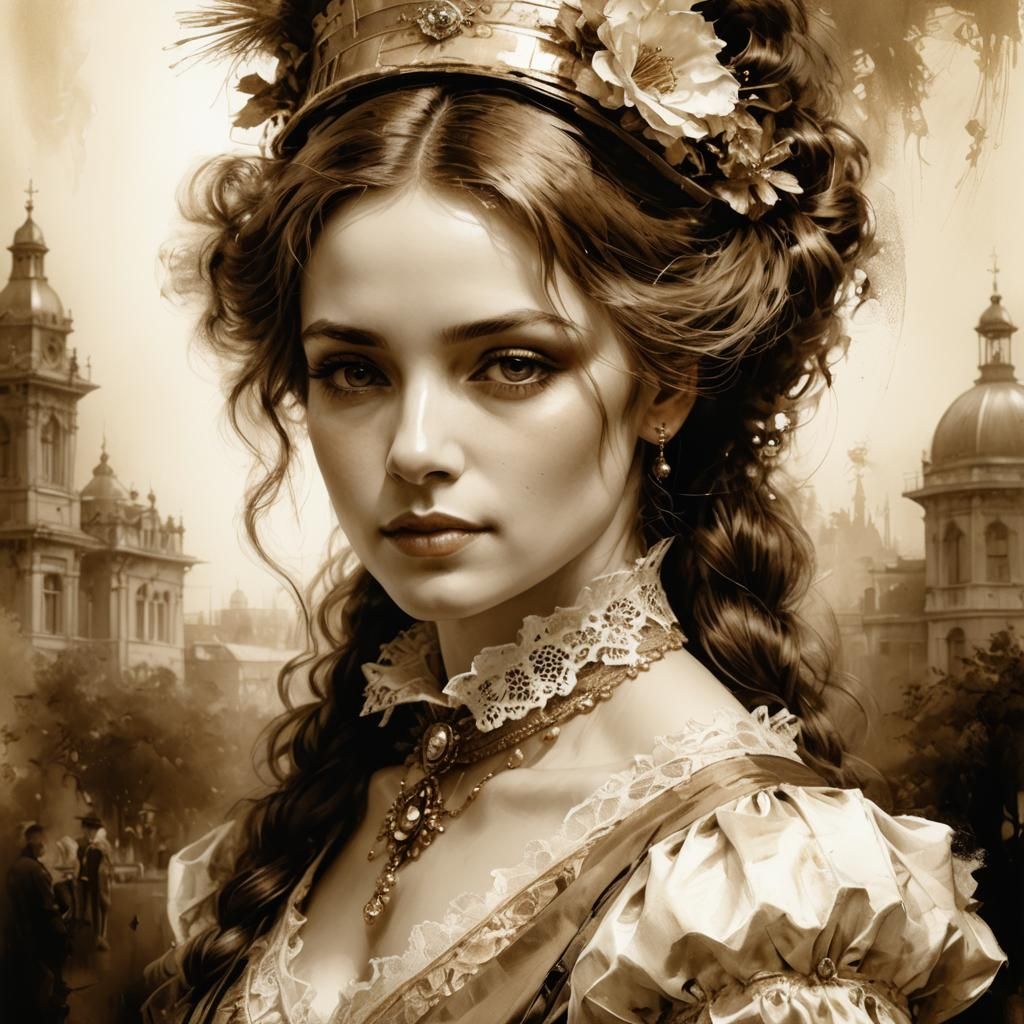 Victorian Woman Portrait in Sepia Tone