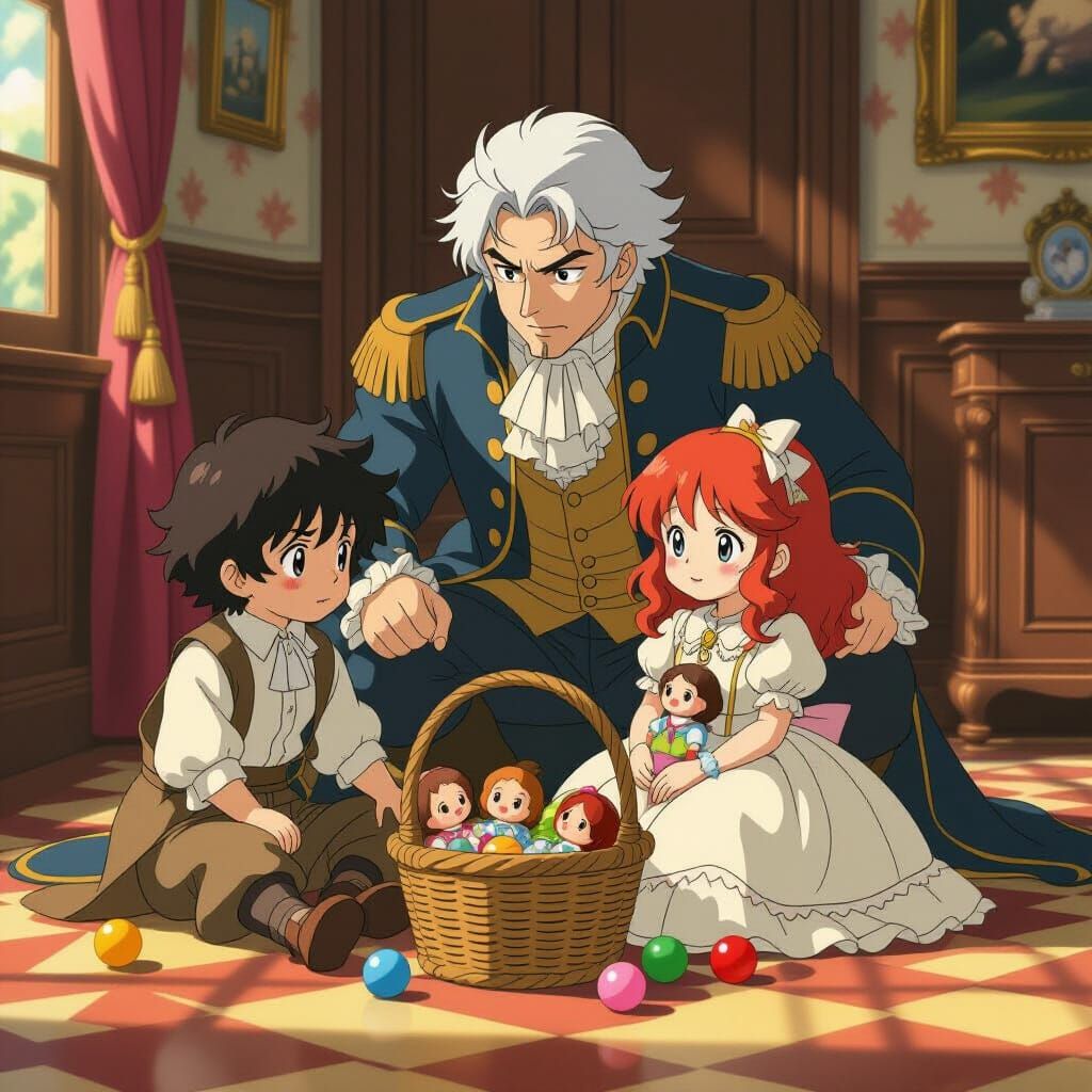 Children in Chateau with Scolding Count, Ghibli Style