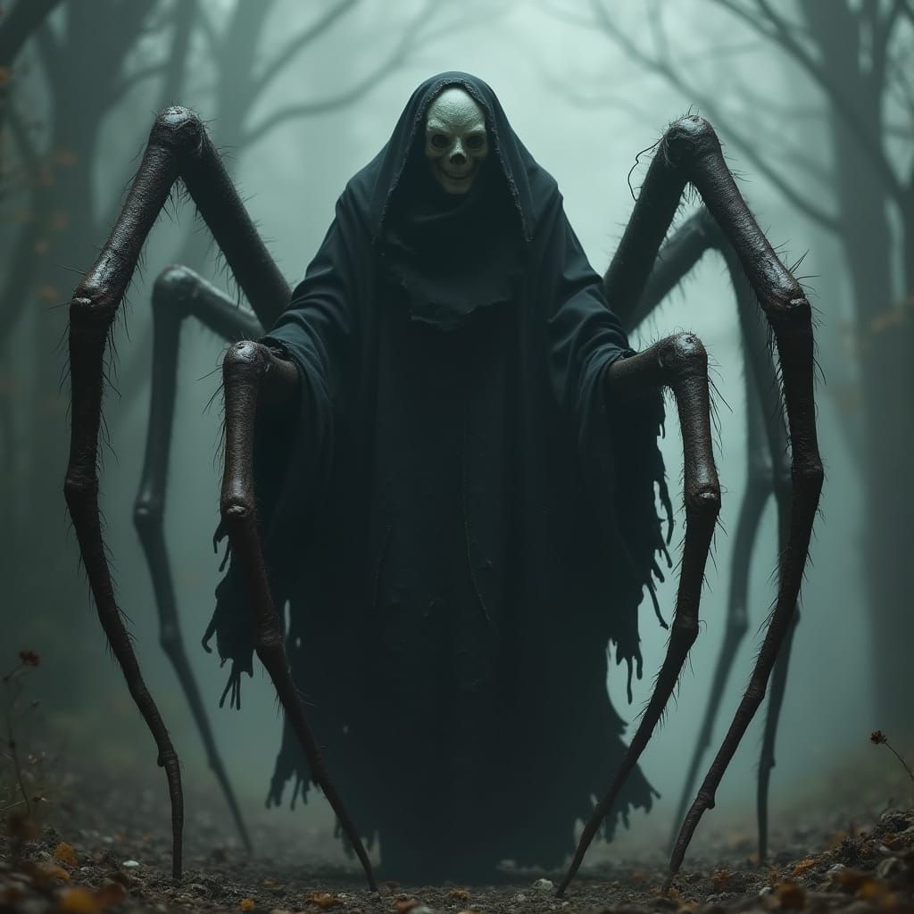 Humanoid Spider in Dark Biomechanical Style