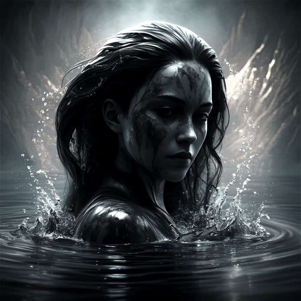 Dark Water Feminine Figure: Fantasy Concept Art